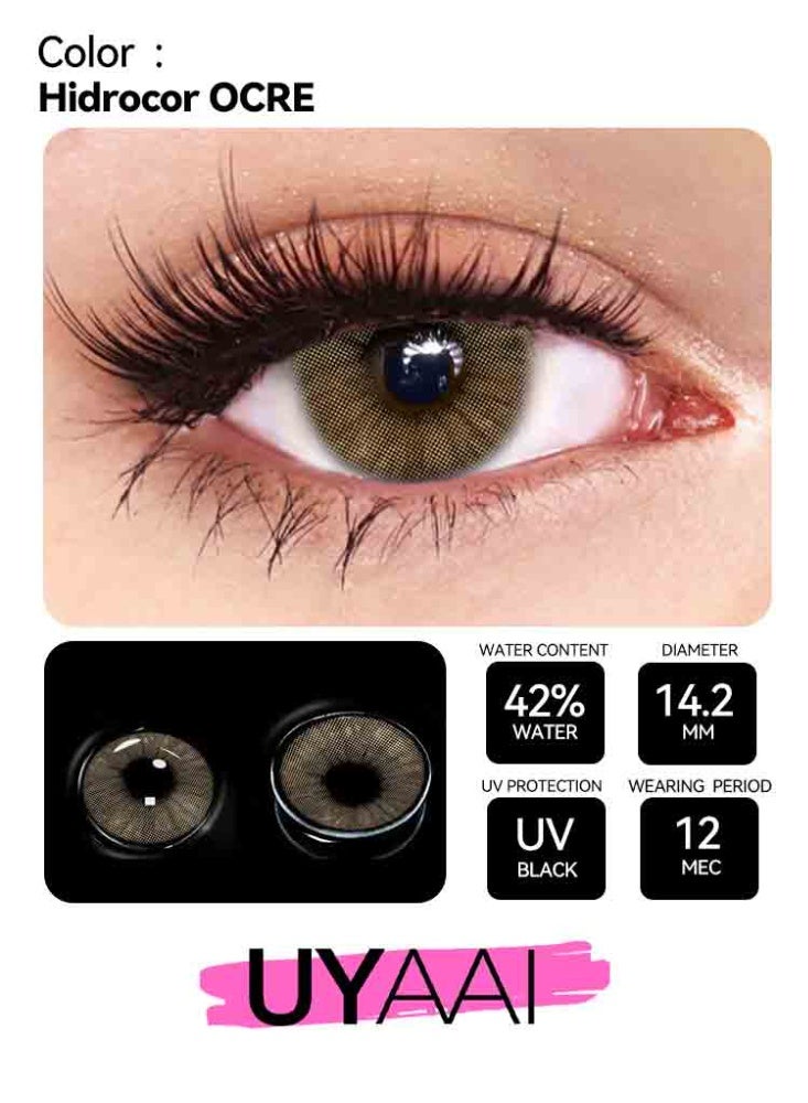 UYAAI Brown Lenses Yearly Colored Contact Lenses, Unisex Cosmetic Contact Lenses, Natural Fashion Lenses, 42% Water - Image 2